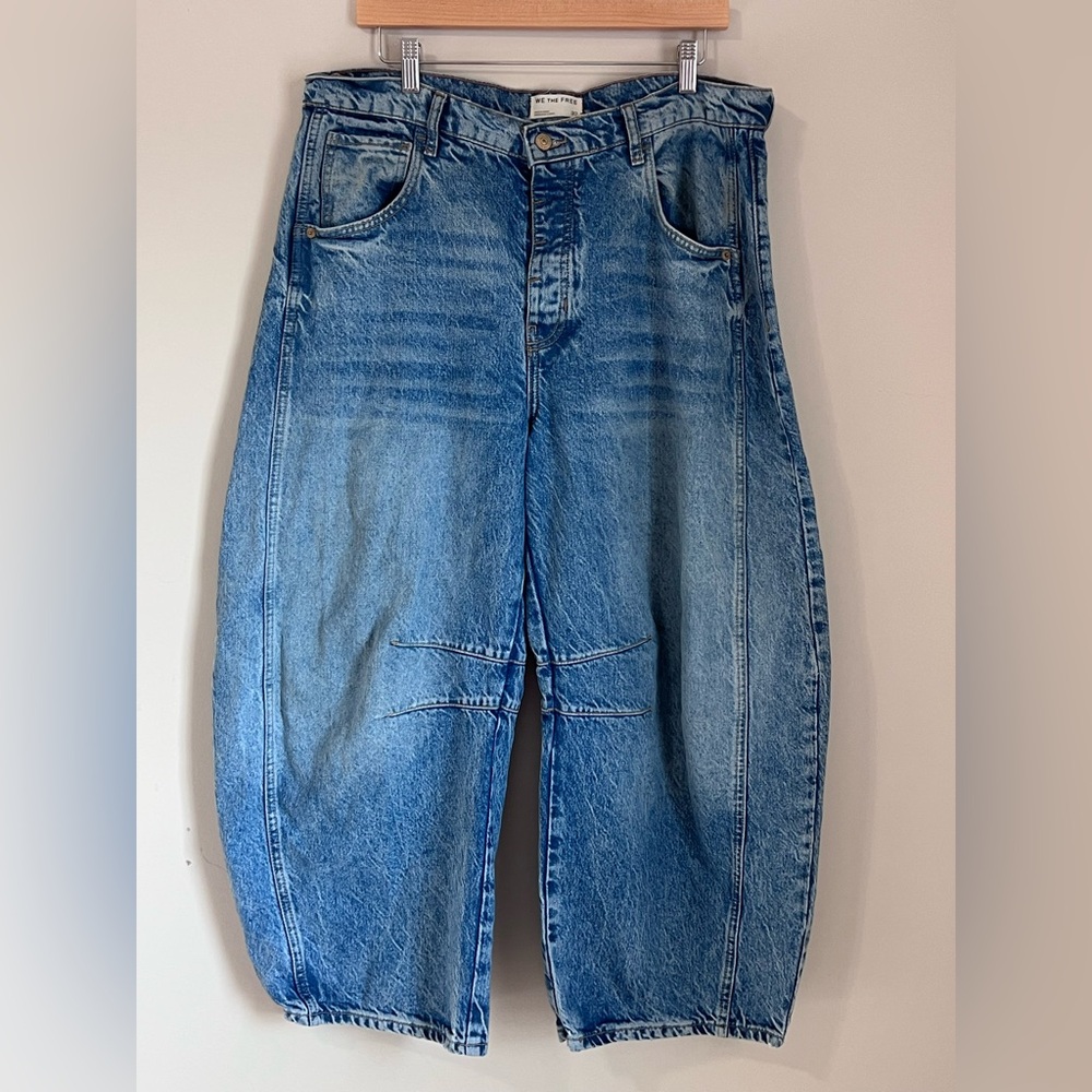 We The Free Good Luck Mid Rise Barrel Jeans Sz 32 - Picture 2 of 12